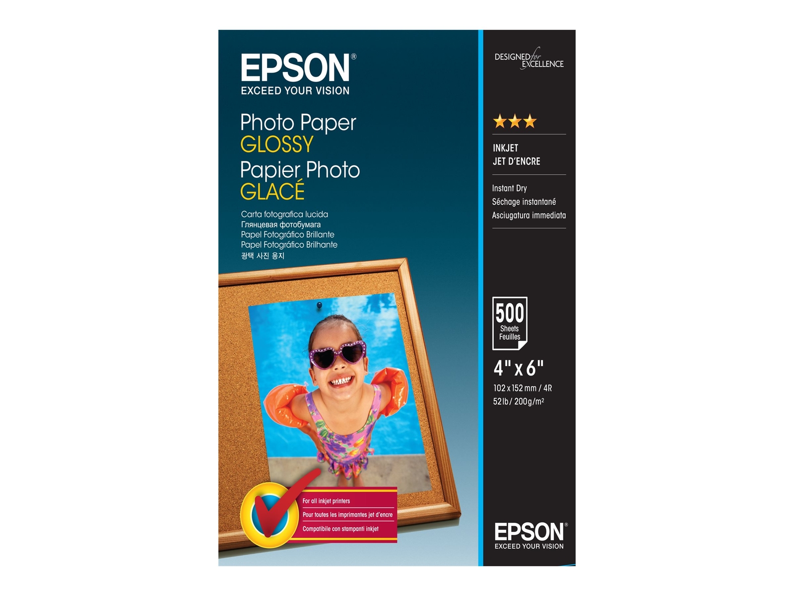 Epson Photo Paper Glossy 10x15cm 500 Fogli Lucida 200 g/m² C13S042549