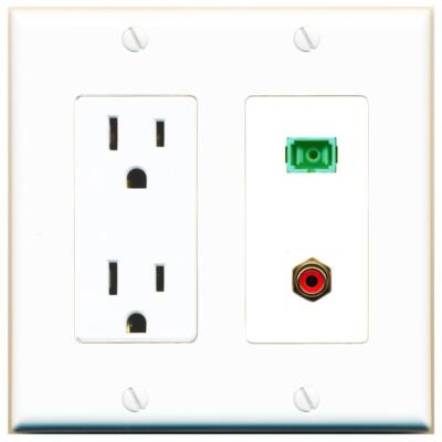 RiteAV Power Outlet and RCA-RED SC-APC-SX Wall Plate Decorative [White]