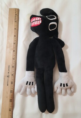 Bazyrey 12'' Cartoon Head Horror Character Plush Black Stuffed Cat Dog Side Smile
