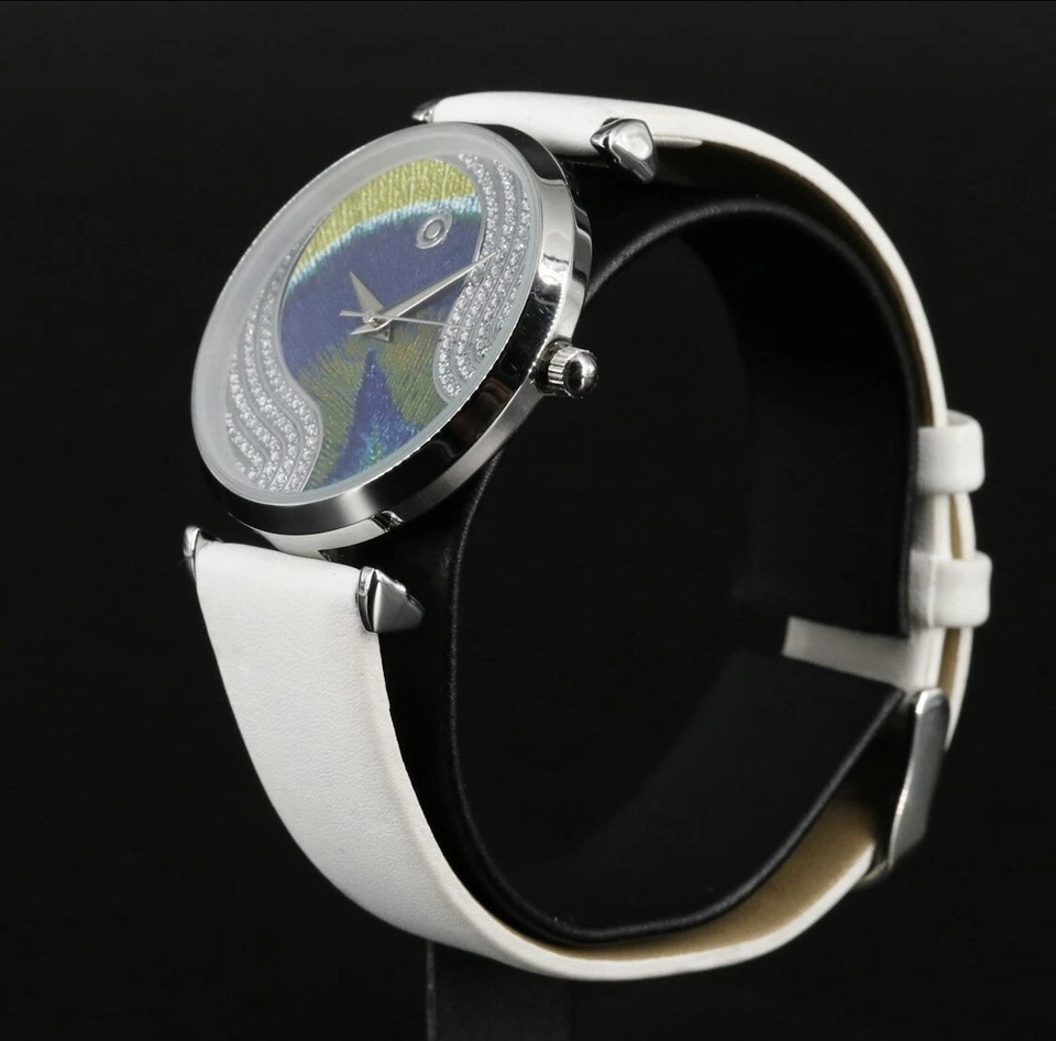 Magnicor Павлин наручные часы с кристаллами Swarovski белый ремешок - Изображение 2 из 4