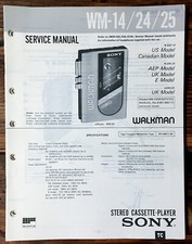 Sony WM-14 WM-24 WM-25 Cassette Service Manual Original 