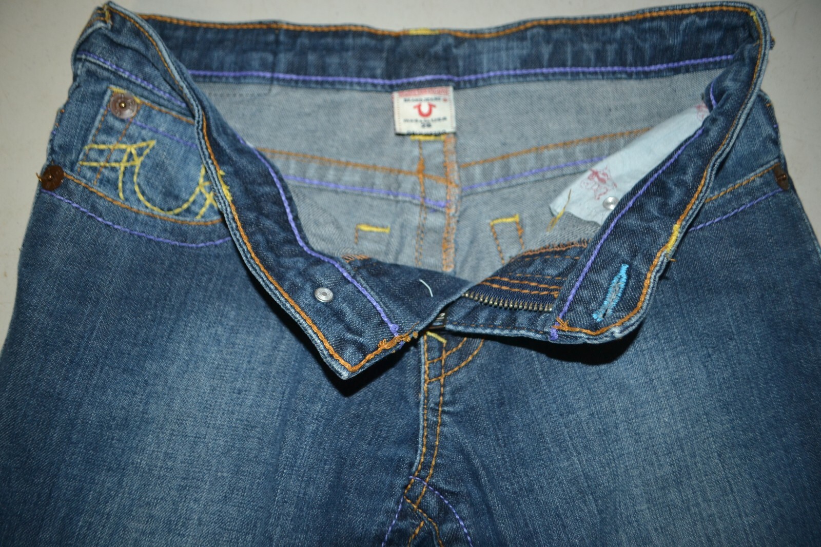 True Religion Women's Straight Thick Stitch No Pocket Flaps Blue Jeans Sz 28x31 thumbnail 8