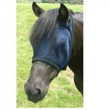 Mini Horse Fly Mask Navy Blue Soft Mesh with Elastic Stretchy Closures Donkey