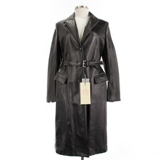 Hettabretz Nwt Sheep Leather Trench Coat W/ Belt Size 42 (~us M) In Black