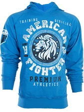 American fighter Men's Hoodie ALABAMA Premium Heavyweight MMA Blue Biker