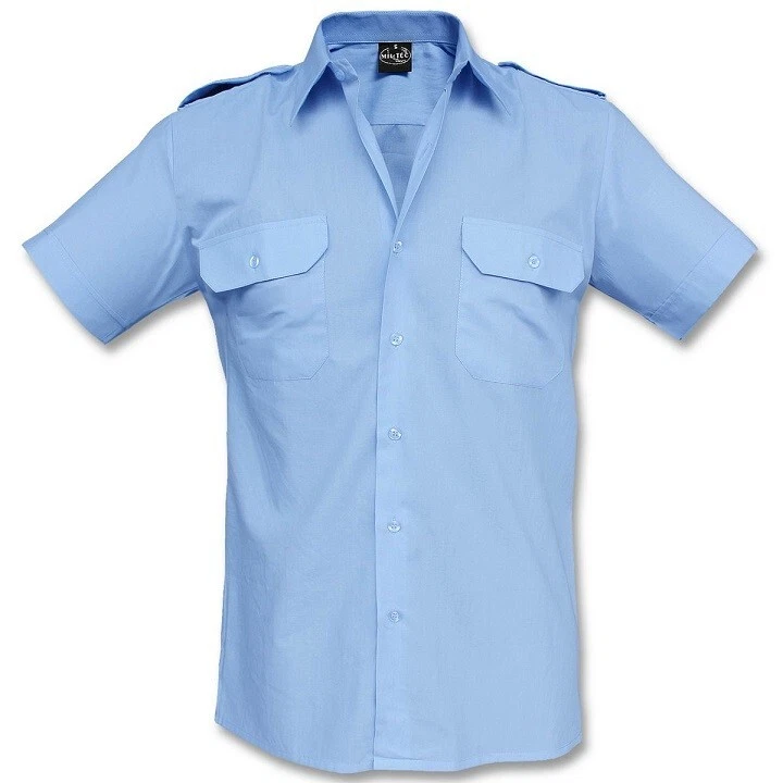 Camicia Spalline Militare Azzurra MC Mil Tec Guardie Giurate GPG IPS EI CC - Immagine 3 di 3