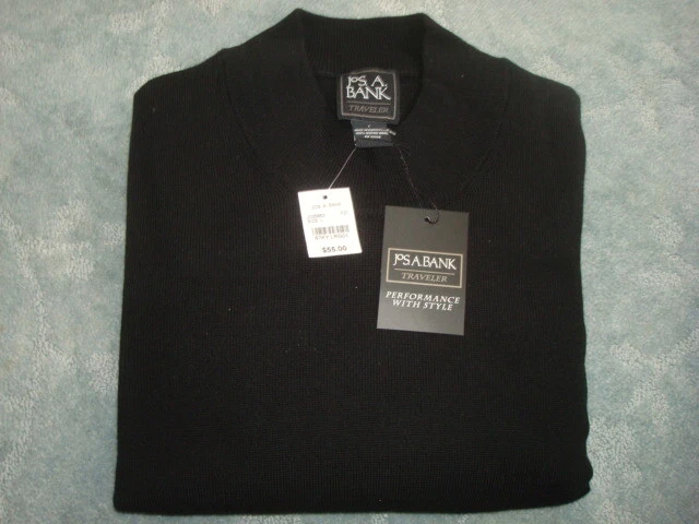 JOS. A. BANK BLACK TRAVELER MERINO WOOL SWEATER SIZE LARGE