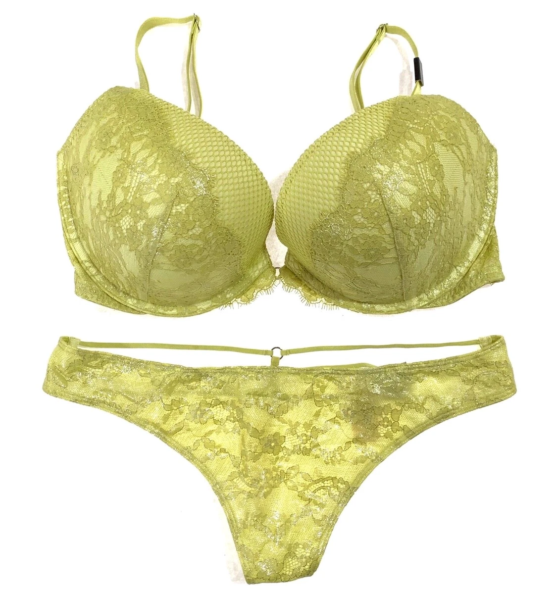 Lote Muy Sexy Victorias Secret Set Sujetador Push-up y Pantias Cuerda en V  32DDD/M Verde