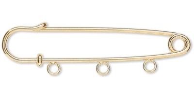 Kilt Pin, 10 Gold Plated Steel 2'' with 3 Loops Charm Holder Kilt Pins