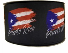 GROSGRAIN RIBBON 5/8", 7/8" 1.5" 3" Puerto Rico Flag on Black Printed