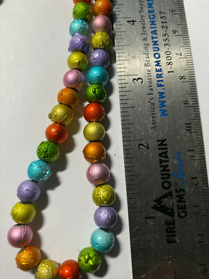 Rainbow Crackle Foil Metallic Beads 18pc to 16''