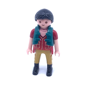 PLAYMOBIL * DINOSAURES * Homme Brun Gilet Vert Chemise Rouge Pantalon Ocre 9432 - Photo 1/2