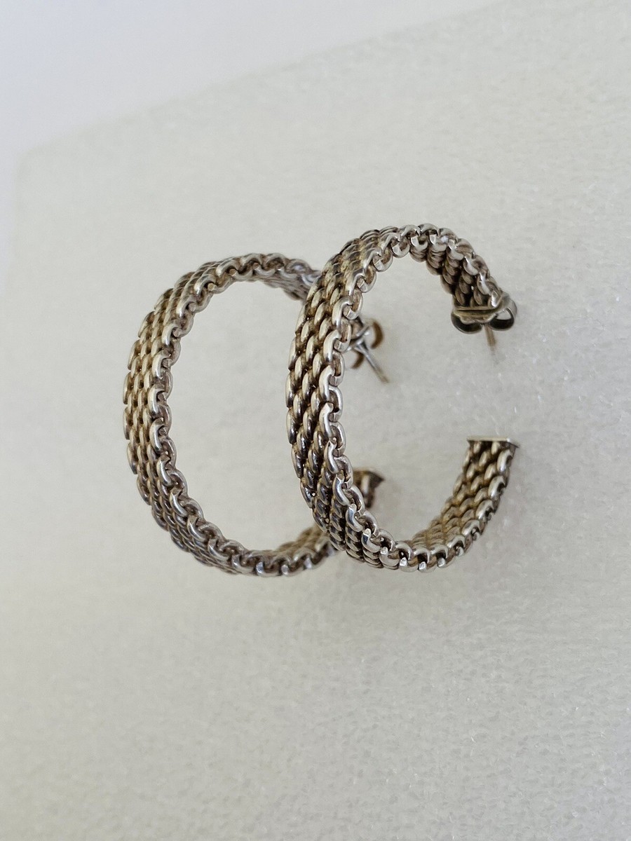 Tiffany & Co. Sterling Silver 925 Somerset Mesh Hoop