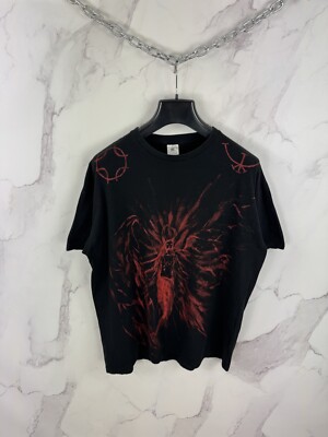 Gothic Style Double Side Glitter Logo T Shirt Streetwear XXL