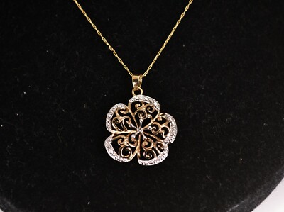 Nachlass Sterling Silber Vermeil Filigran Blume Anhänger Halskette JCM Jacmel M des