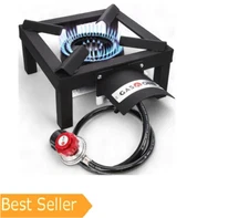 GasOne High Pressure Single Propane Burner - Outdoor Cooking with Heat Shield