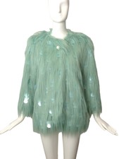 Alabama Muse-nwt Green Paillette & Faux Fur Coat, Size 8