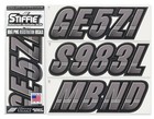 STIFFIE Techtron TT58 Boat PWC Letter Number Decal Registration GUNMETAL BLACK