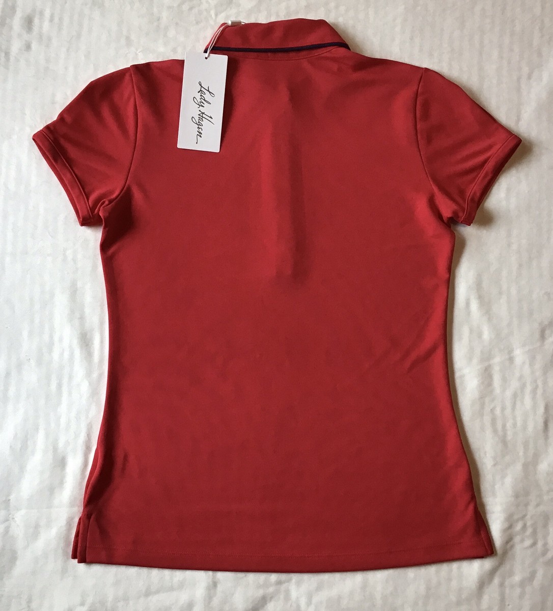 NWT Lady Hagen Women 's Golf polo Shirt Top Red UPF 25+ Sz XS