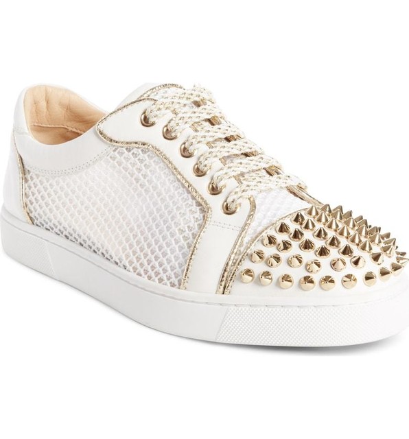 gold louboutin sneakers