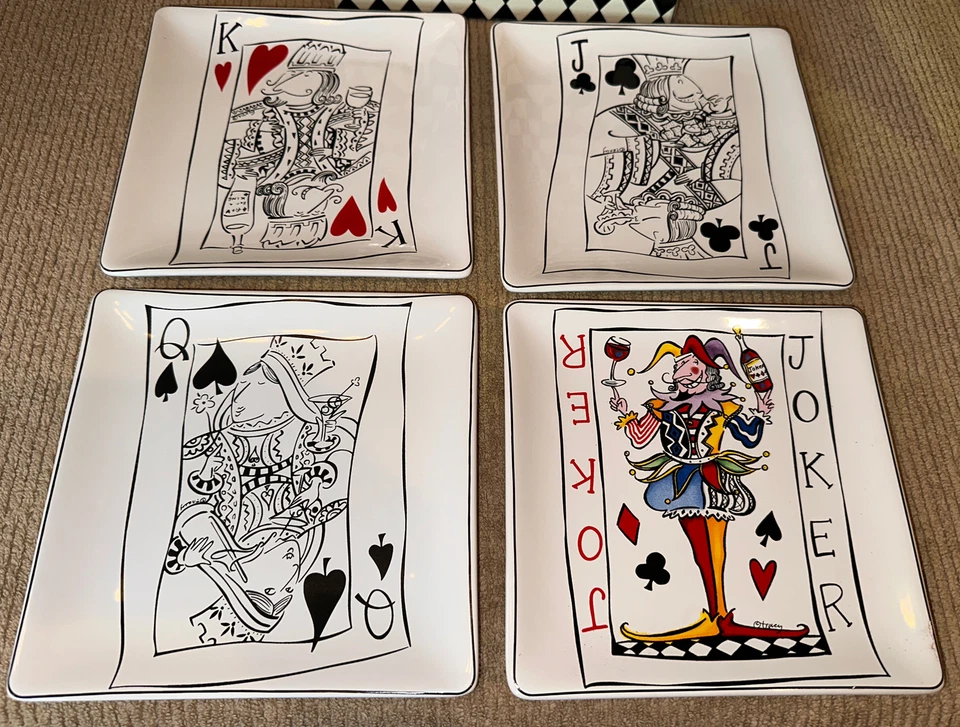 Винтажный набор из 4 керамических закусочных тарелок Mudpie новый из старых запасов - Изображение 2 из 4