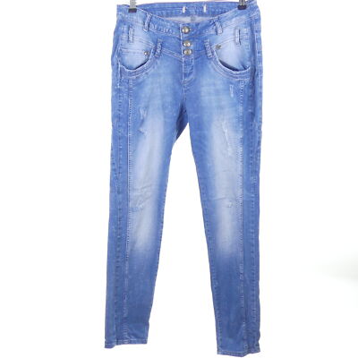 TREDY Jeans Denim Pants Slim Knöpfe Blau Gr. 42