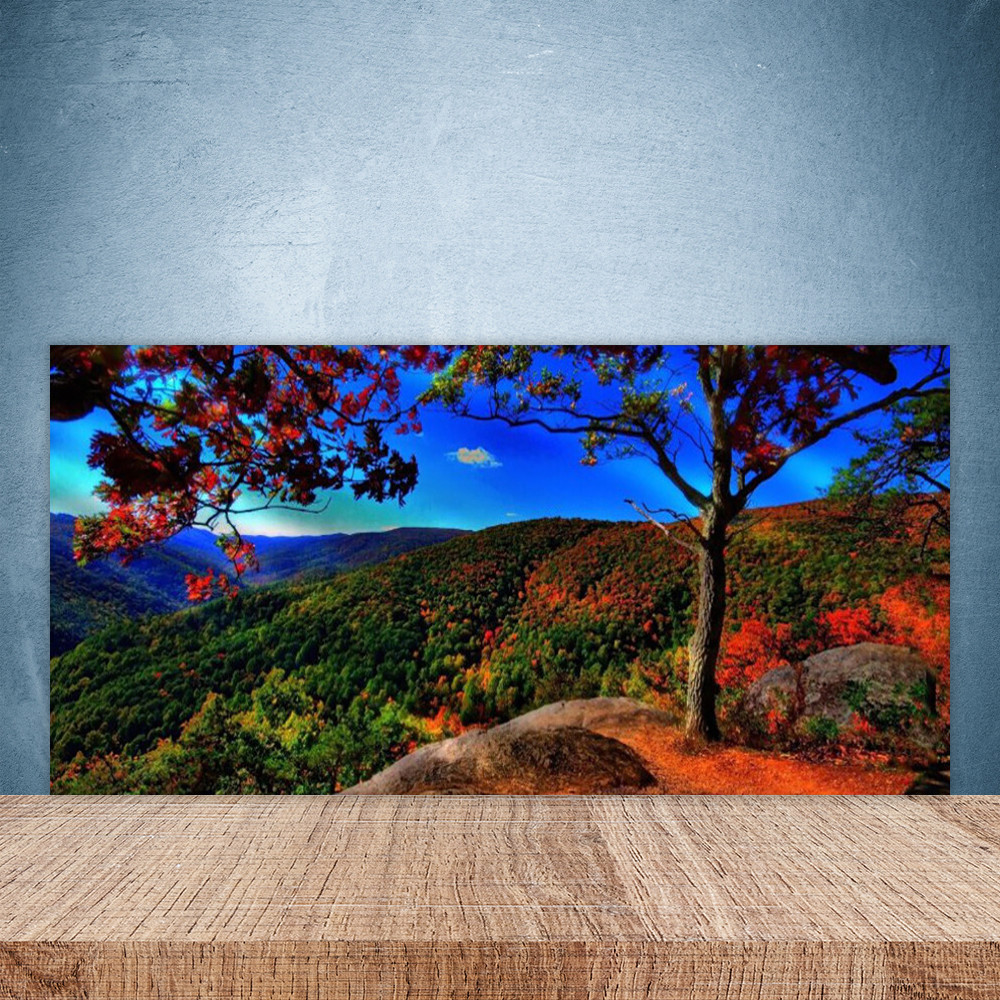 Crédence de cuisine en verre trempé 100x50 motif nature et paysage montagnard