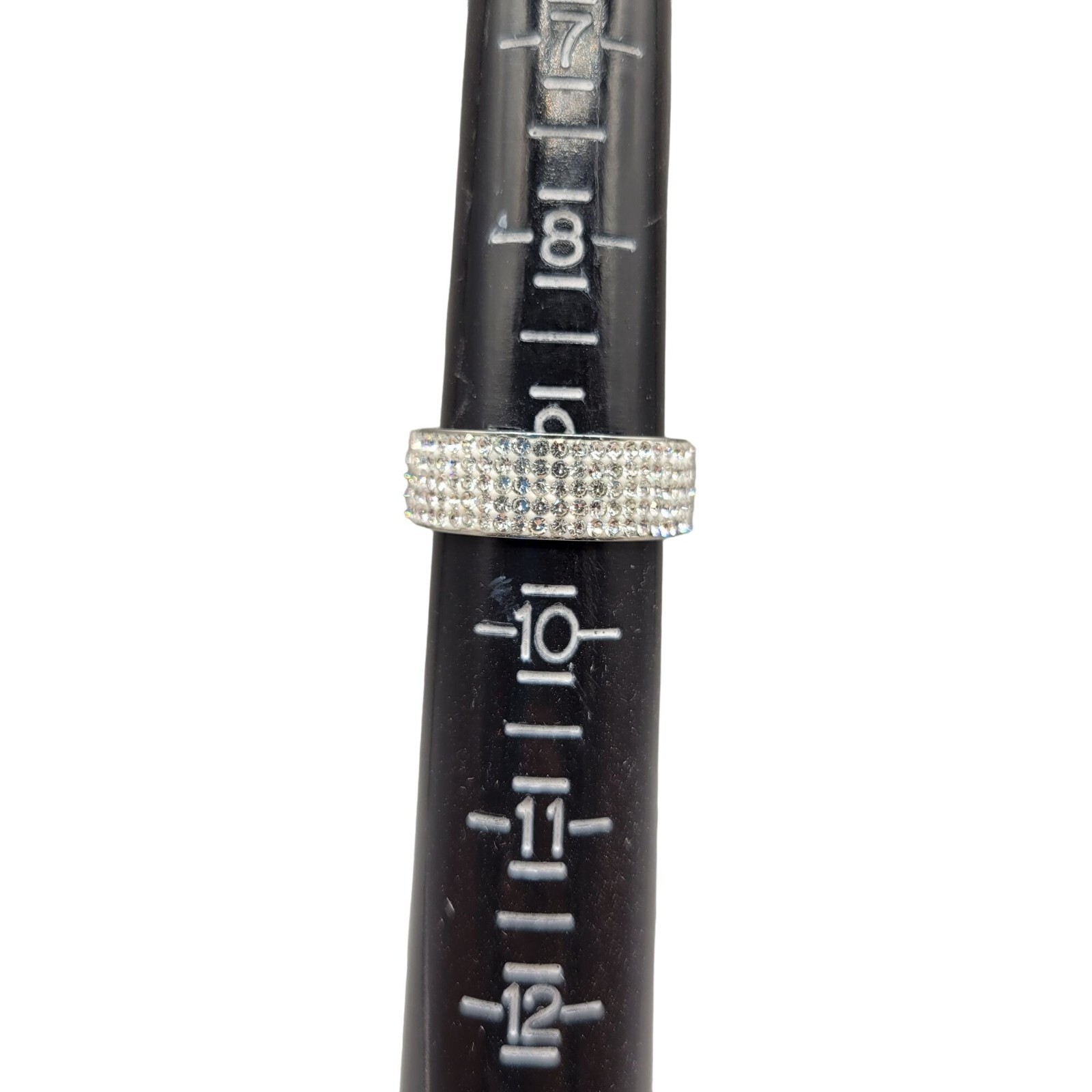 Pave Rhinestone Cocktail Statement Ring Band Silv… - image 8