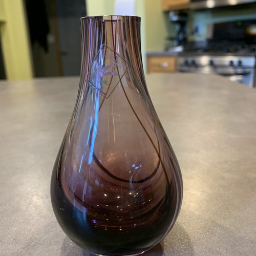 Caithness Scotland Art Glass Purple Stripe Vase eBay