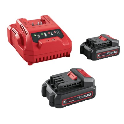 Flex Power Set 12-22 Q 2x Akku-Pack 2,5 Ah 12 V Ladegerät 5 A 12 V 531719