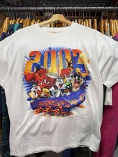 VINTAGE 2003 SIX FLAGS LOONEY TUNES WHITE TEE T-SHIRT Mens Sz L Bugs Bunny Taz