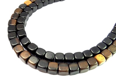   Tiger-Ebenholz Perlen 6 mm Würfel Holzperlen in 2 Farbvarianten für Kette  