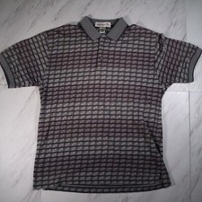 Grand Slam Vintage Munsingwear Penguin Polo Shirt Mens Size L Gray Checker Plaid