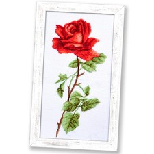   Red Rose  Counted Cross Stitch Kit for Adults with Flower Pattern  Hand Emb...