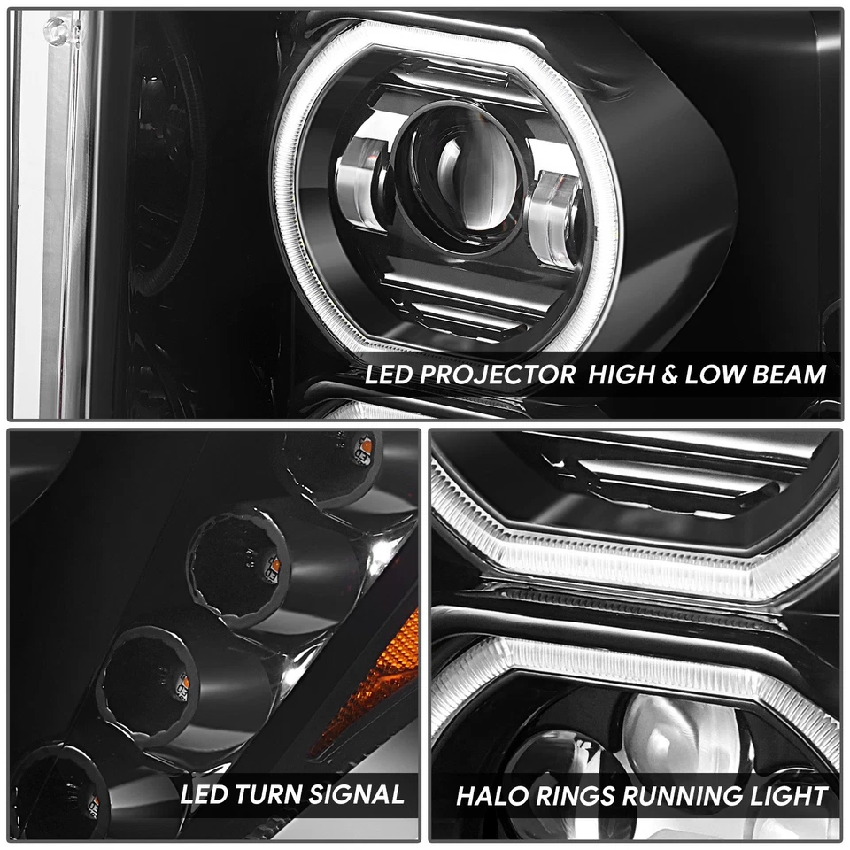 Fit 11-16 Ford F-250 Super Duty Black Housing Amber Corner Projector Headlights - Image 3 of 4
