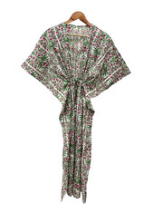 Floral Cotton Kaftan Dress Women Boho Beach Cover Up Resort Wear Lounge Maxi
