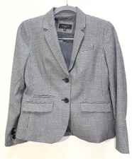 TALBOTS Womens Sz 4P Wool Blend Black Ivory Houndstooth Blazer Jacket NWOTs