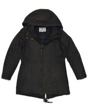 PENN-RICH Giacca donna imbottita con cappuccio UK 12 media cotone nero FH07