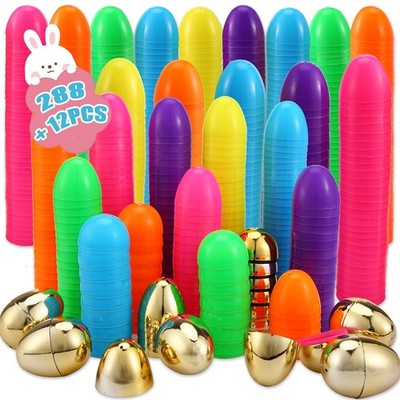 Abakuku 300 Pcs Easter Eggs,2.35'' Assorted Bright Colors Plastic Eggs... 