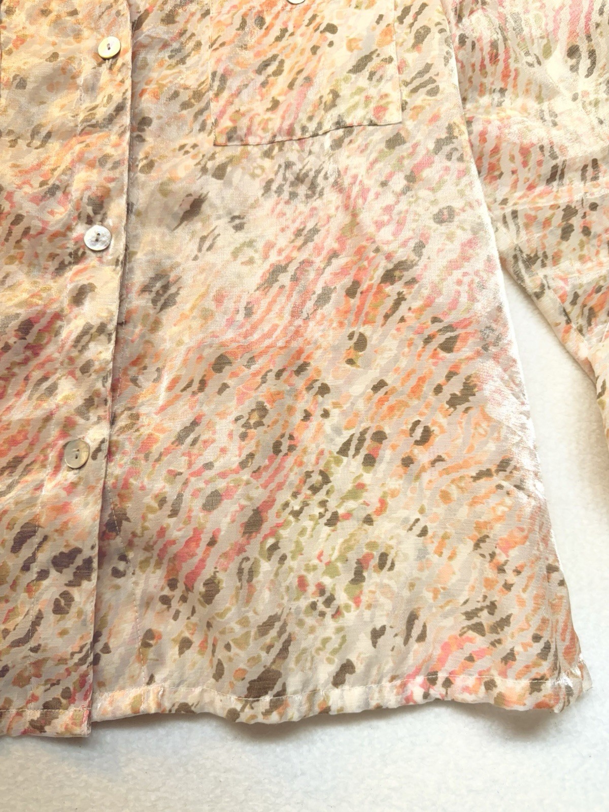 Ruby Rd. Abstract Sheer Button Front Roll Tab Sle… - image 4