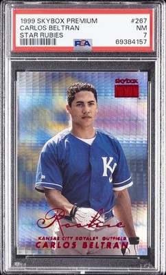 1999 Skybox Premium Carlos Beltran Star Rubies /50 #267 RC Rookie PSA 7 HOF Pop3