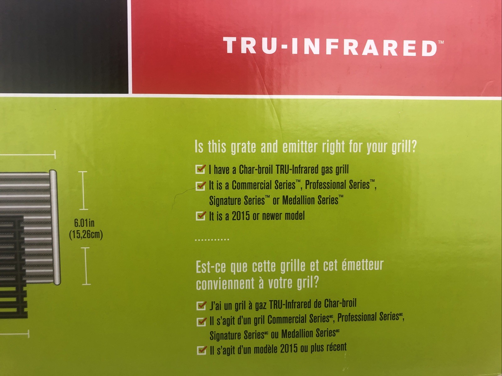 Char-Broil  Tru-Infrared Cooking Grate & Emitter 2015 and Later Part Number 7527