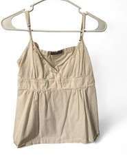 Brandy Melville XS Beige Smocked V-Neck Camisole Tank Adjustable Straps