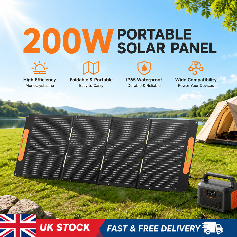 Foldable Solar Panel Module 200W 12V Portable Foldable Solar Panel for Camping Power Station Van ...
