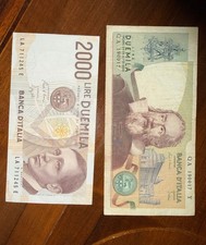 Lotto 2 Banconote Repubblica Italiana 2000 Lire