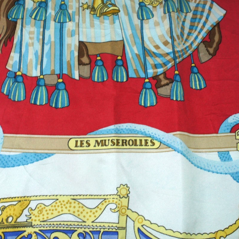 HERMÈS "LES MUSEROLLES" por C.Vauzelles en 1986 bufanda de seda de lujo vintage 34" pulgadas Foto 3 de 4