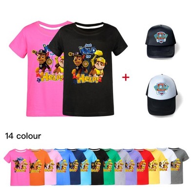 2025 Neue Wang Wang Team gedruckte Kinderbekleidung Kurzarm T-Shirt Plus Hut