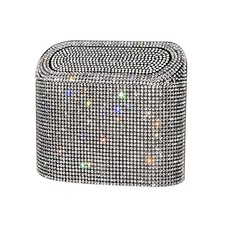 Sparkly Car Trash Car,Hanging Garbage Can with Lid Bling Rhinestone Trash White
