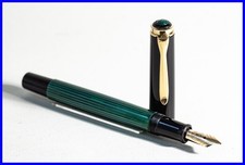 W.GERMANY Pelikan M400 Old Style Piston Fountain Pen Green Striped 14K Gold Nib