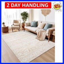 5x7 Area Rugs for Living Room, Beige Floral Washable Rugs for Dining Room, Be...